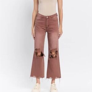 Vervet Aztec Super High Rise 90s Vintage Crop Flare Jeans